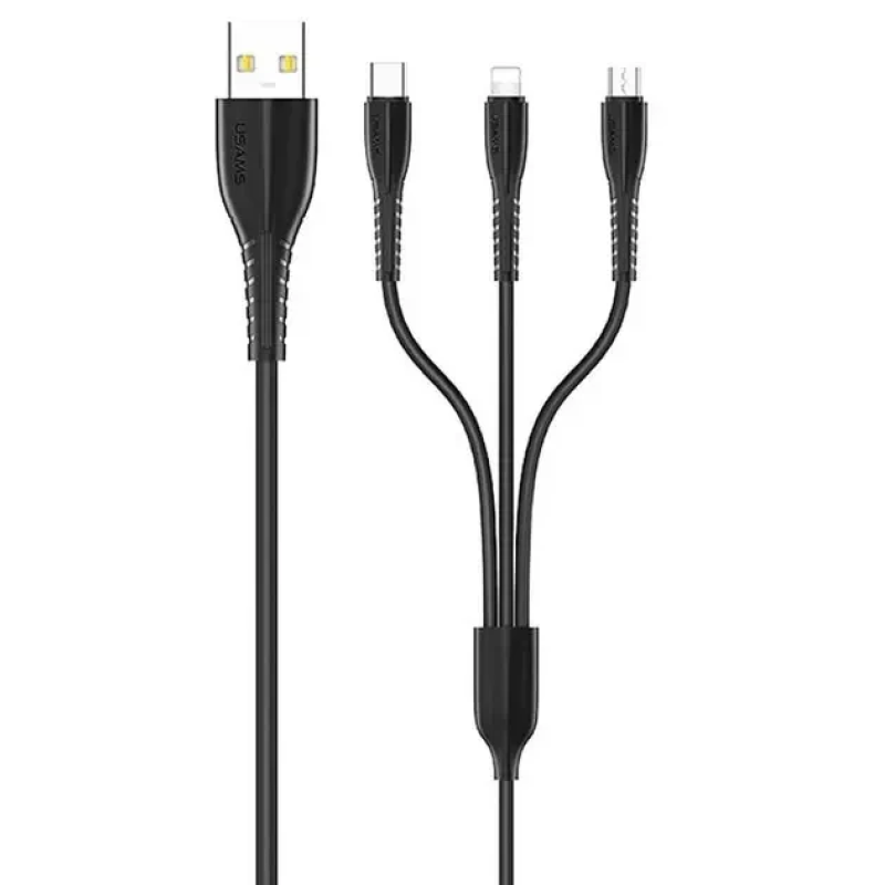 Кабель три роз,єми USB Usams U35 3in1 2A 1.0m Black