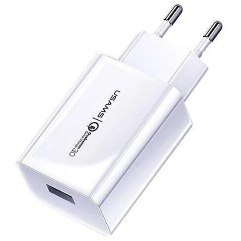 Мережевий зарядний пристрій USAMS US-CC083 T22 Single USB QC3.0 Travel Charger - White Мережевий зарядний пристрій USAMS US-CC083 T22 Single USB QC3.0 Travel Charger - White