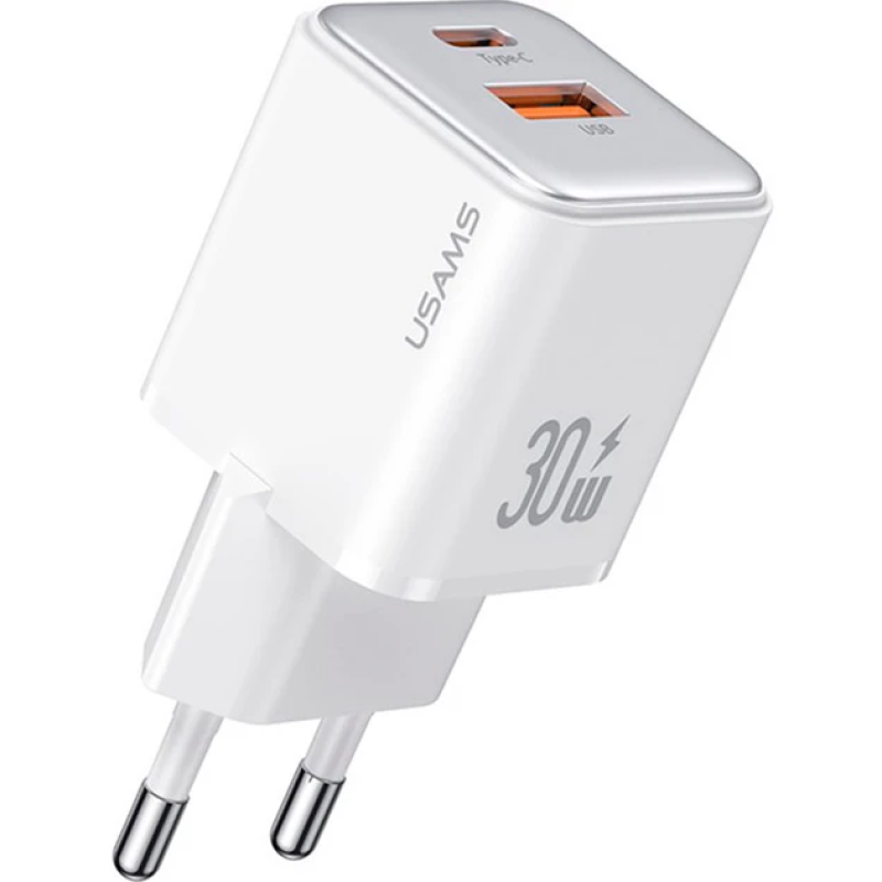Мережевий зарядний пристрій Usams US-CC189 PD30W+QC3.0 A+C Dual-port Fast Charger X-ron Series White (ET-CC189 Мережевий зарядний пристрій Usams US-CC189 PD30W+QC3.0 A+C Dual-port Fast Charger X-ron Series White (ET-CC189