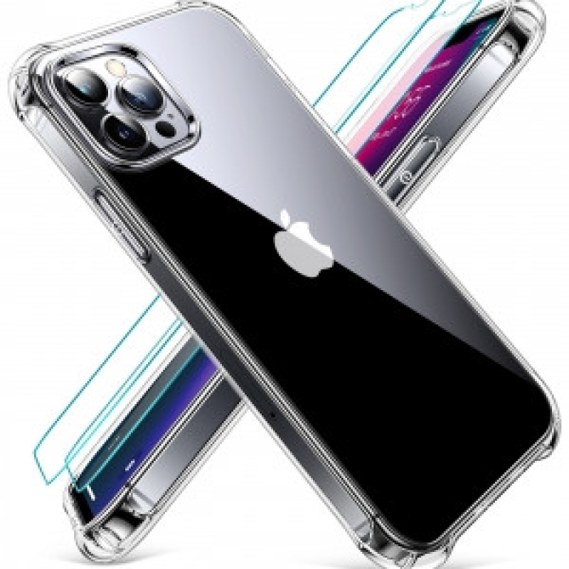 Чохол CANSHN Crystal Clear, сумісний з iPhone 13 Pro Max, [2 x захисні скла для екрану із загартованого скла]