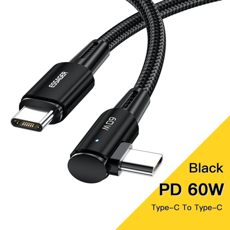 Кабель Essager USB Type-C 3A 60W 1м Black Кабель Essager USB Type-C 3A 60W 1м Black